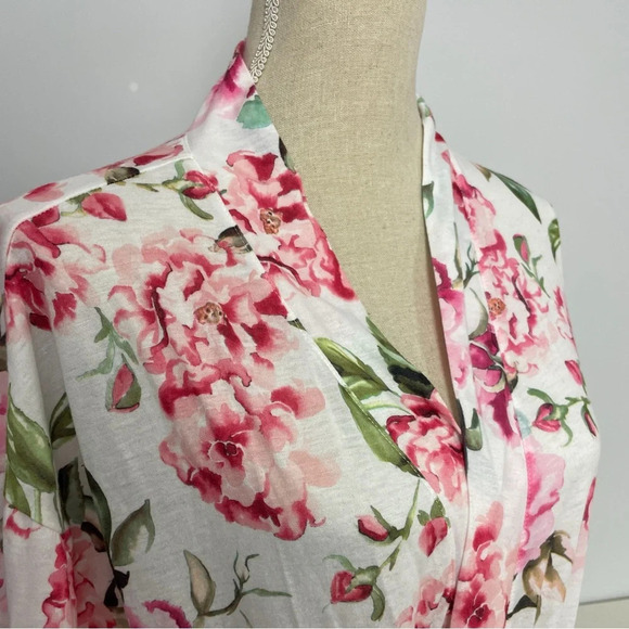 Show me Your Mumu Brie Robe Garden of Blooms Size OS White Pink Green Belt - Picture 6 of 12
